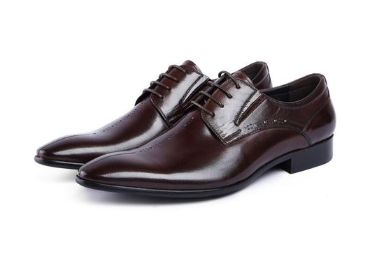 Бренд Wingtip Oxford Luxury Mens Leather Dress Shoes, резные настоящие кожаные туфли